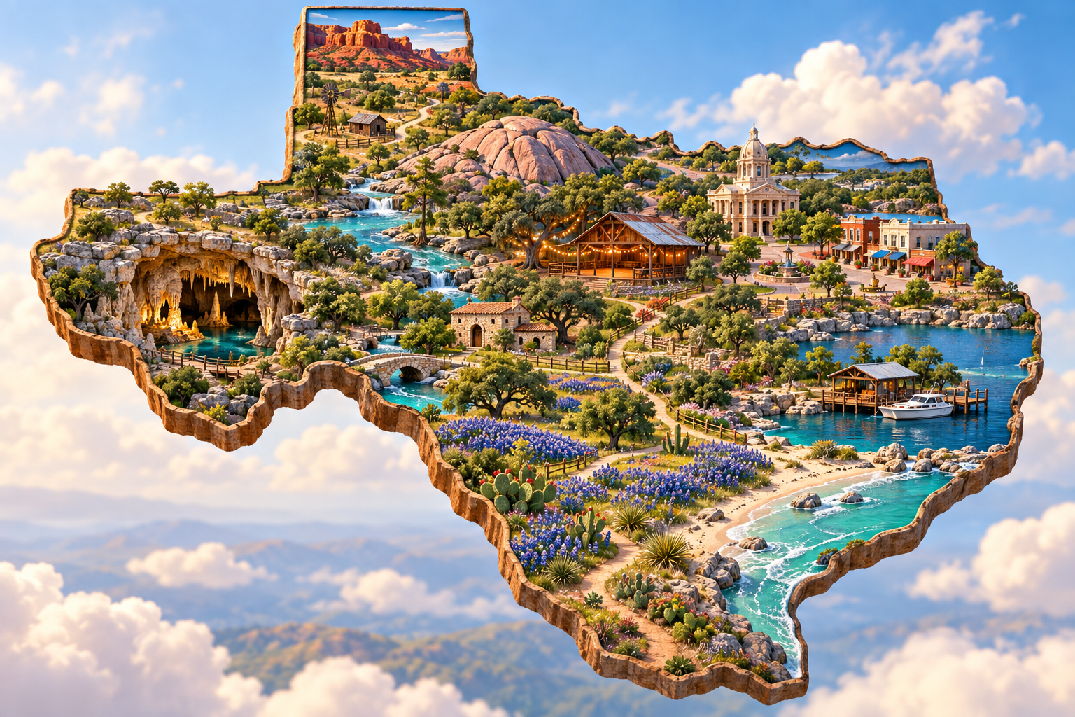 Texas-shaped adventure atlas